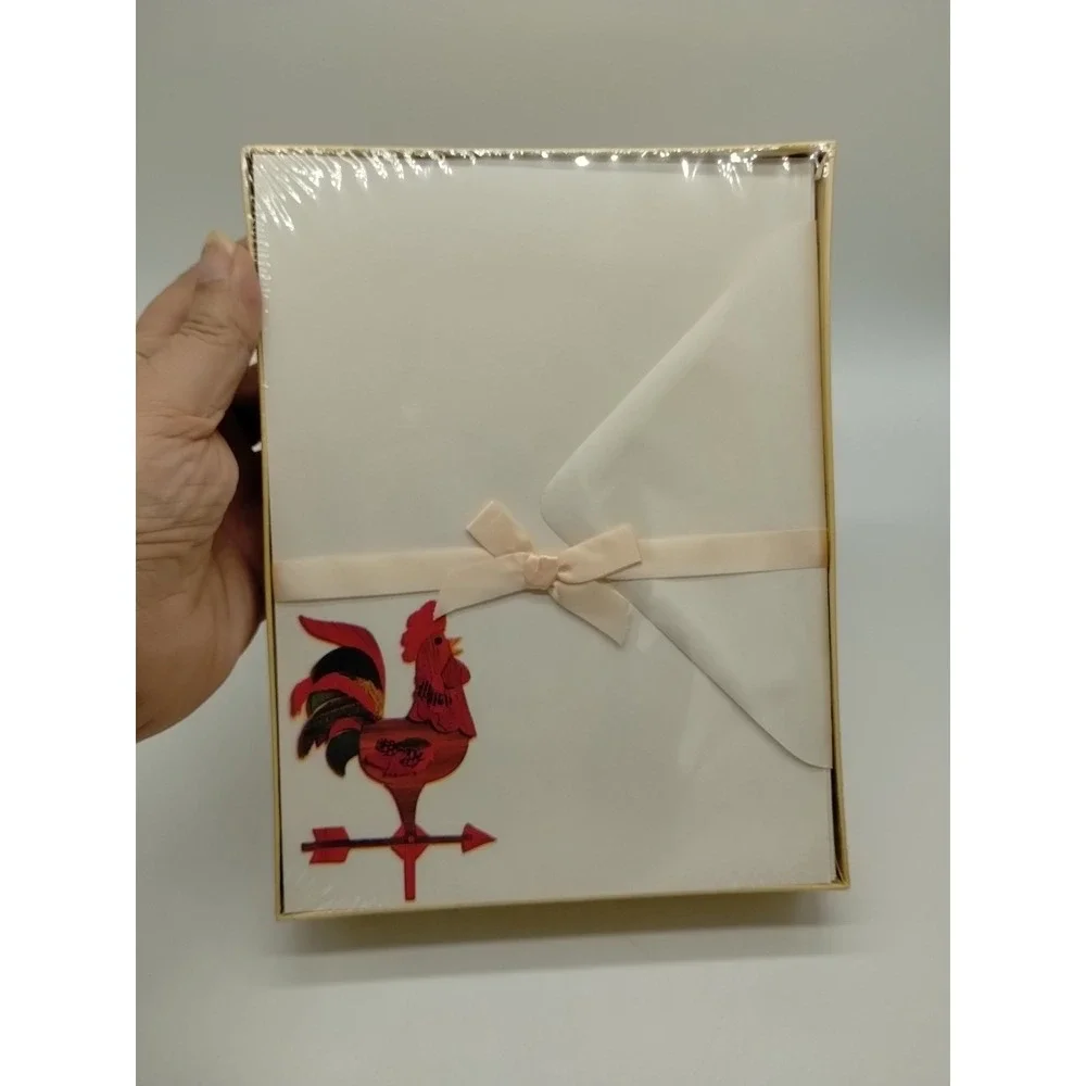 American Greetings Rooster Weathervane Folk Art Stationery Vintage